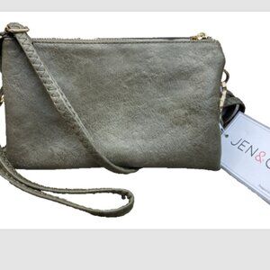 Jen & Co Vegan Adjustable Strap, Shoulder Crossbody Or Clutch Olive Bag, NWT